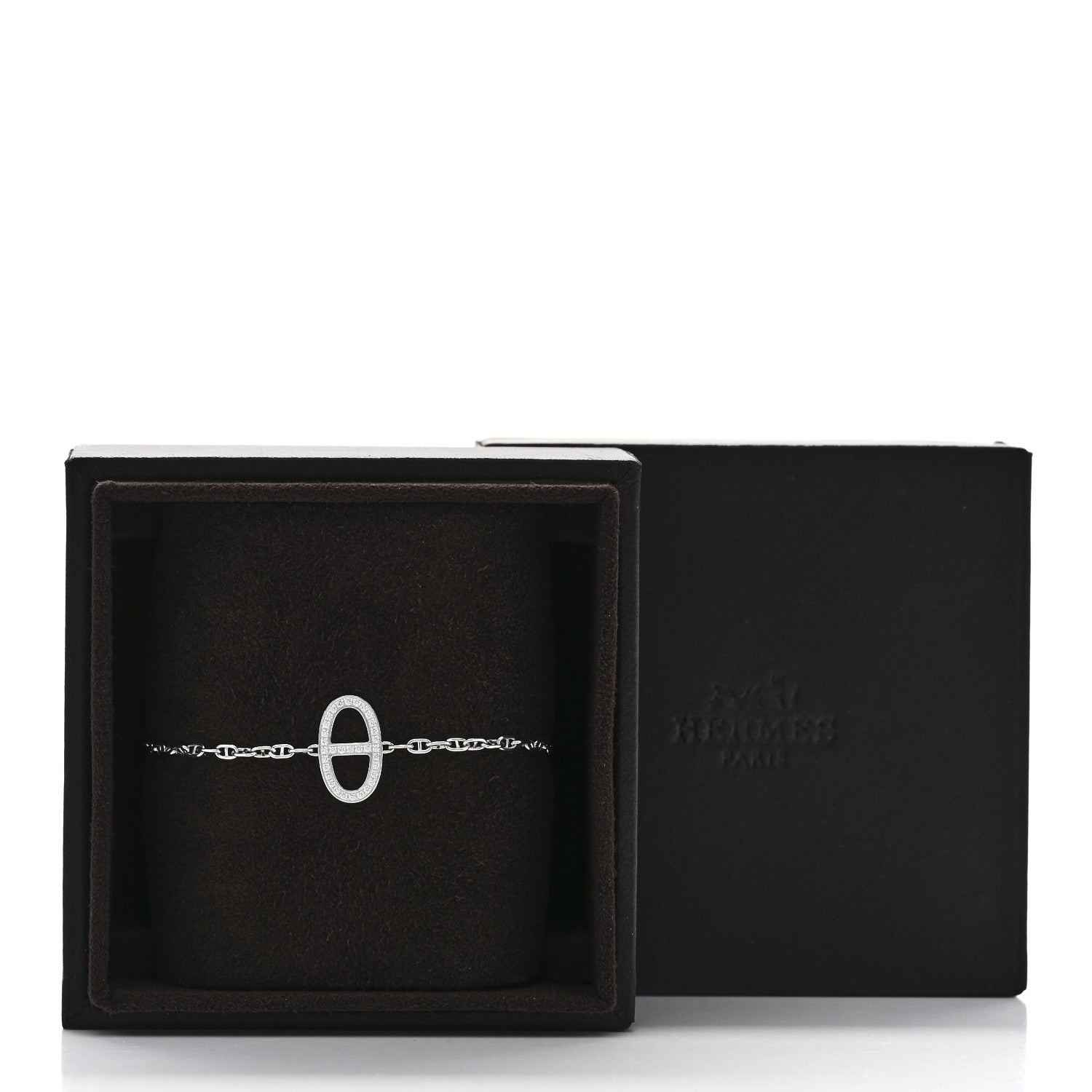 Hermes 18K White Gold Diamond Chaine d'Ancre Contour Bracelet SH 6 of 6