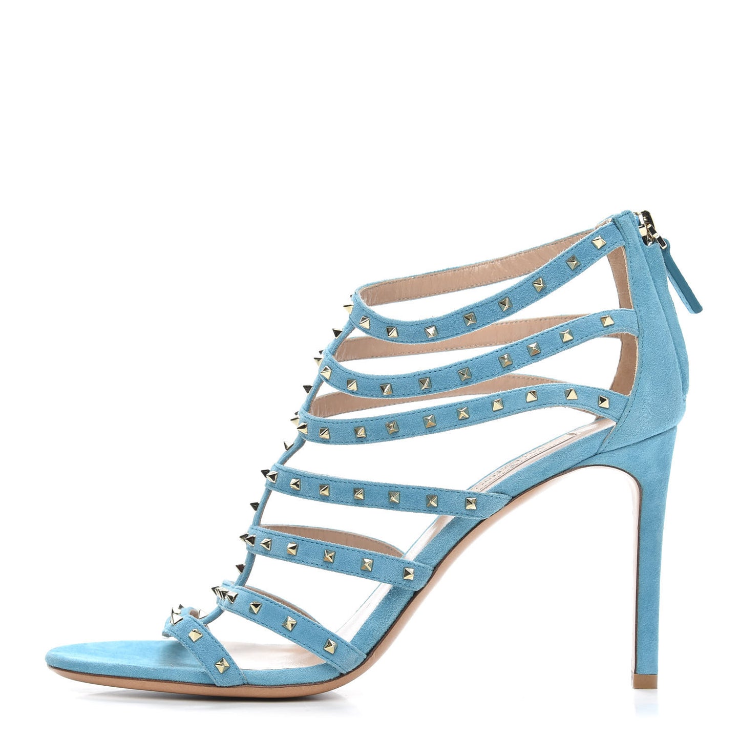 Suede Lovestud Caged 90mm Sandals 39 Cerulean