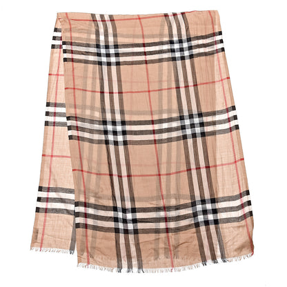 Burberry Wool Silk House Check Lightweight Scarf Camel 3 of 5