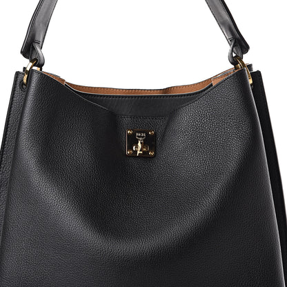 MCM Grained Calfskin Large Milla Hobo Black 6 of 8