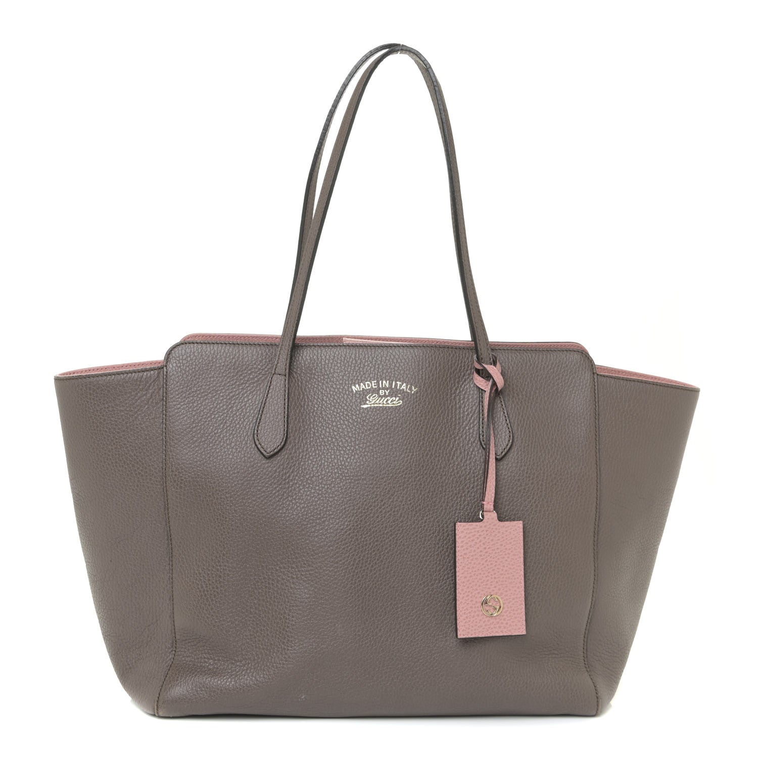 Gucci Dollar Calfskin Medium Swing Tote Grey Field Soft Pink 1 of 29
