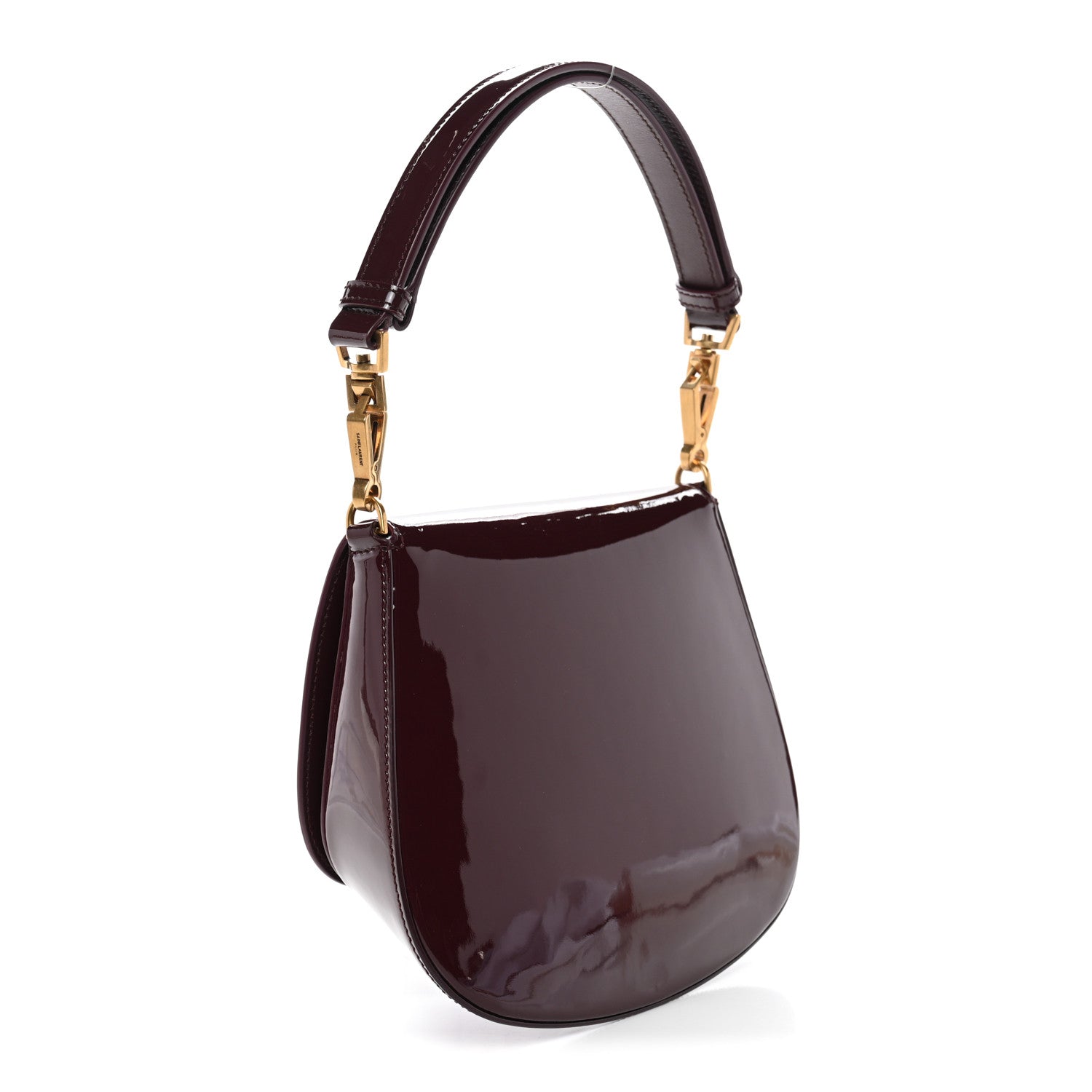 Saint Laurent Patent Calfskin Mini Voltaire Top Handle Bag Dark Wine 3 of 12