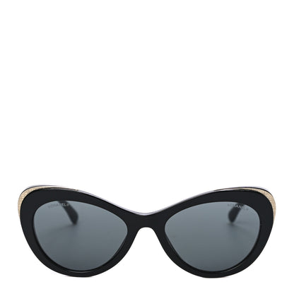 Chanel Acetate Cat Eye CC Sunglasses 5432 Black 4 of 9