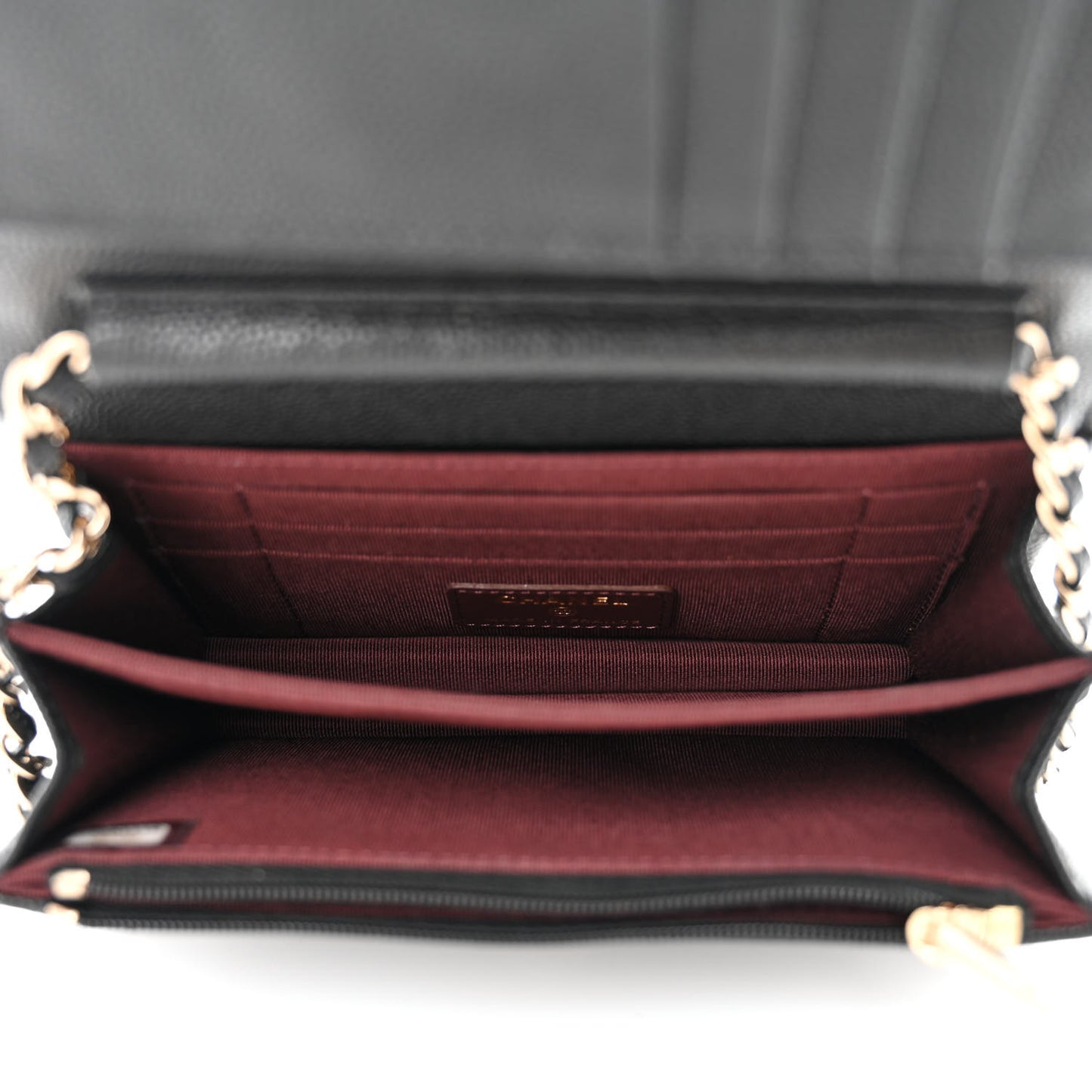 Caviar Quilted Mini Wallet On Chain WOC Black