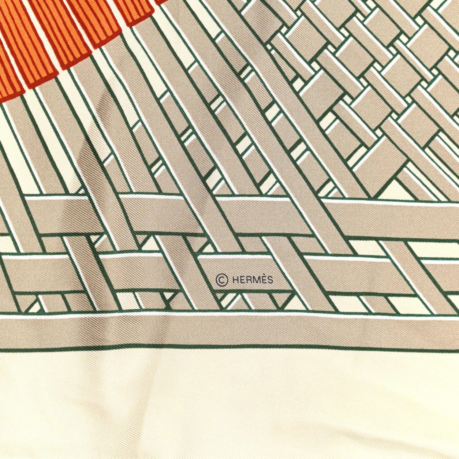 Hermes Silk Masan & Masan Scarf 90 Grege Potiron Bois De Rose 4 of 7