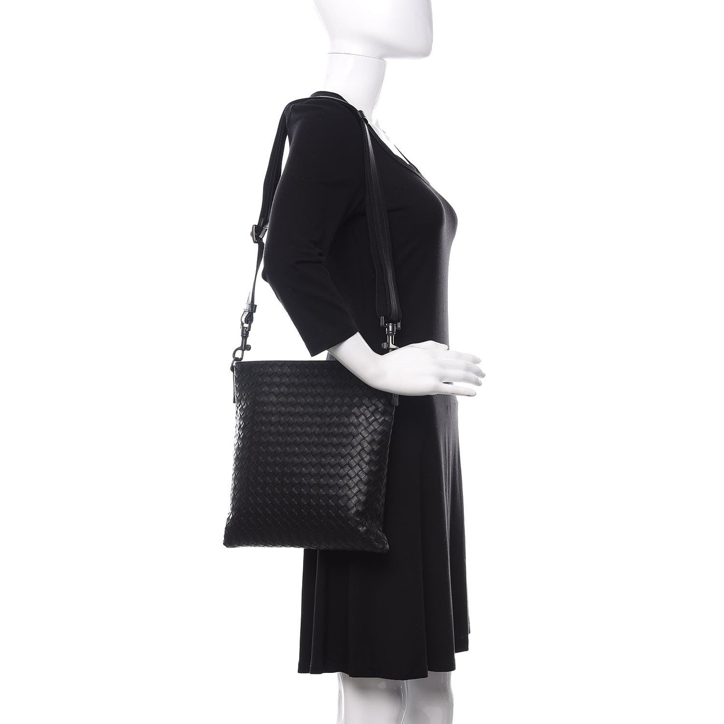 Nappa Intrecciato VN Crossbody Messenger Bag Black