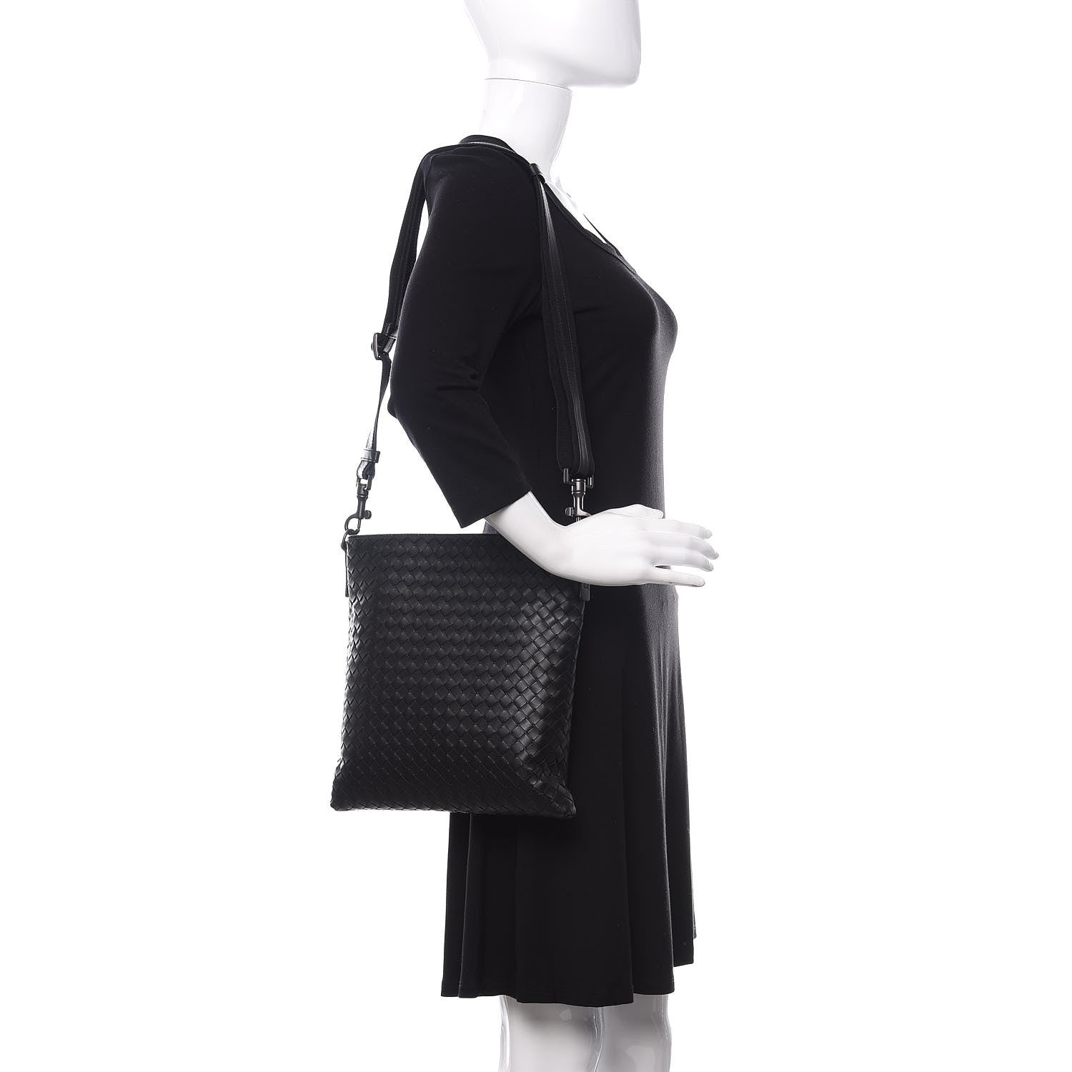 Bottega Veneta Nappa Intrecciato VN Crossbody Messenger Bag Black 2 of 10
