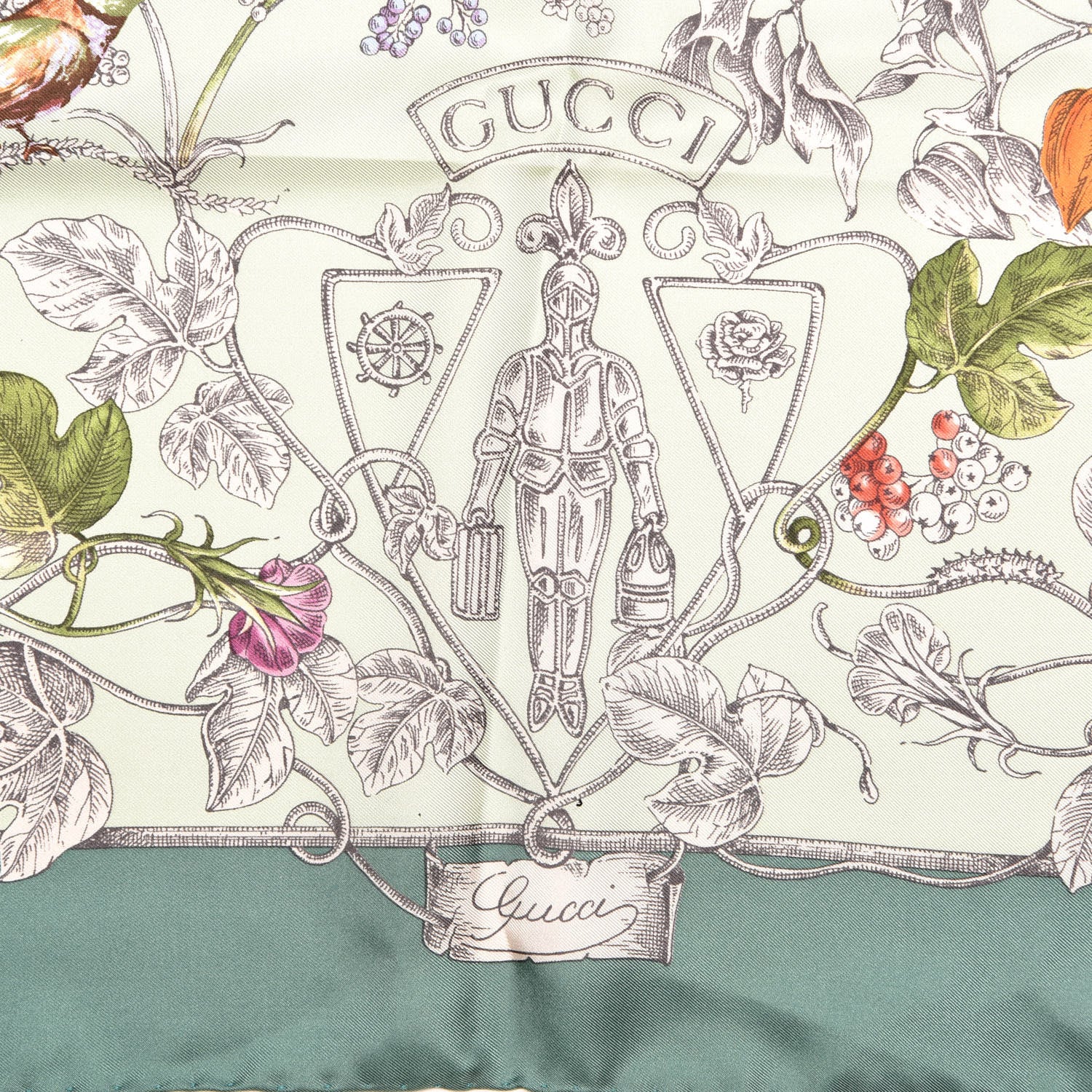 Gucci Silk Twill Wondergardenia Square Scarf Emerald 5 of 5