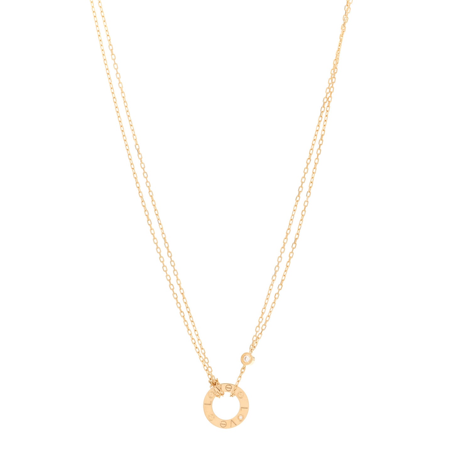 18K Yellow Gold 2 Diamond LOVE Necklace