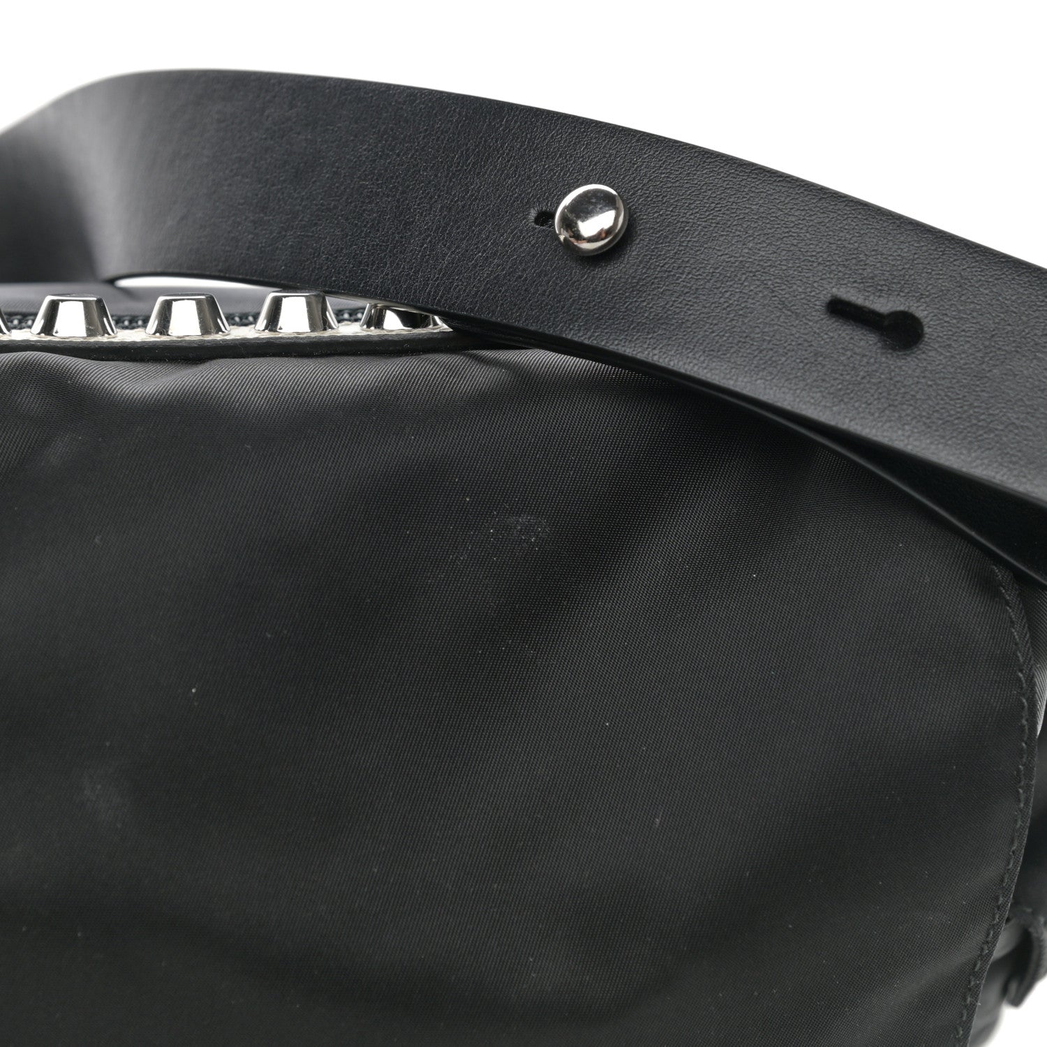 Prada Nylon New Vela Studded Messenger Black Verde 9 of 9