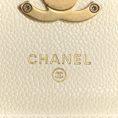 Chanel Shiny Caviar Quilted Chain Melody Card Holder On Chain White 6 of 12