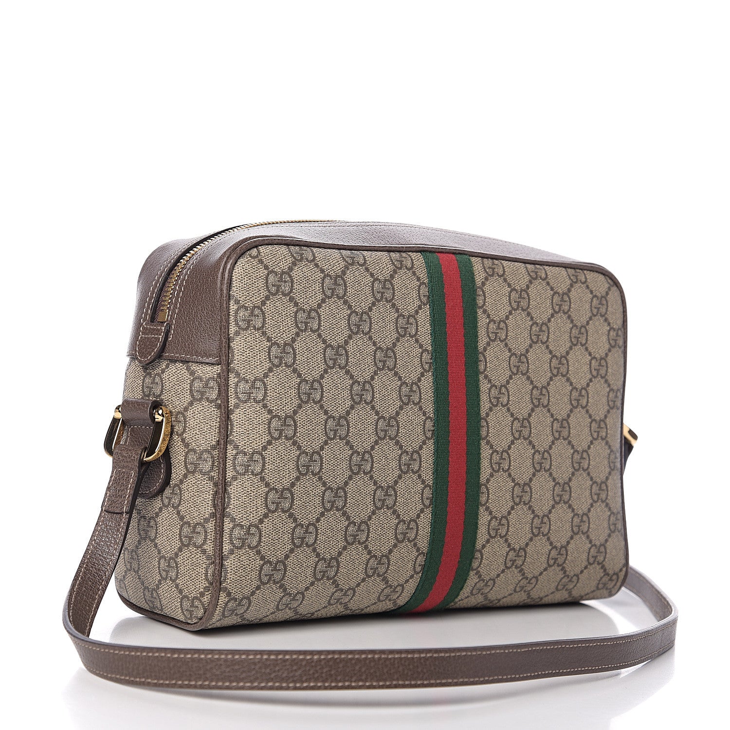 Gucci GG Supreme Monogram Web Small Ophidia Shoulder Bag Brown 2 of 9