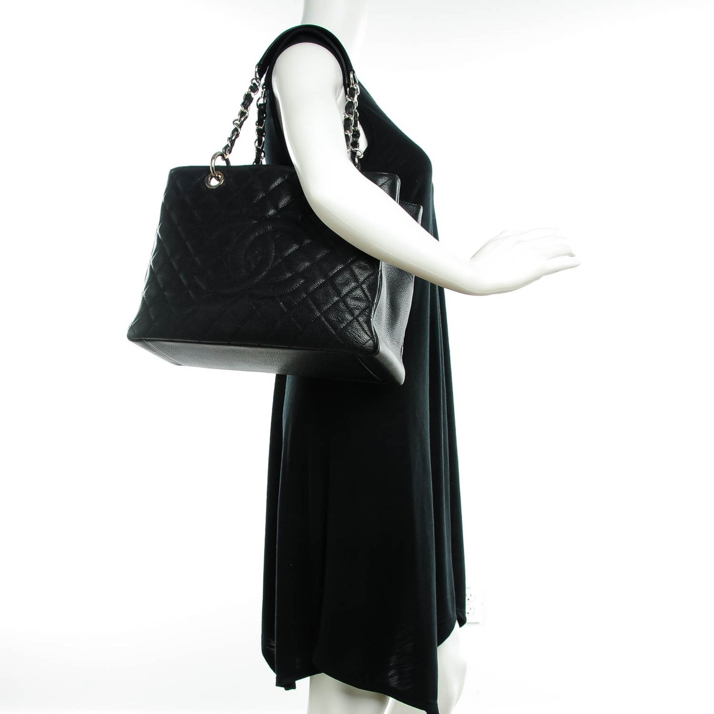 Caviar Quilted Grand Shopping Tote GST Black