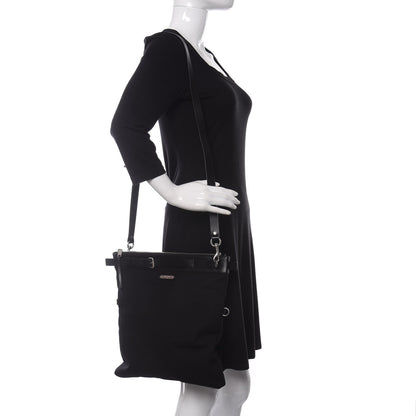 Saint Laurent Canvas Calfskin Belted Flat Messenger Bag Black 2 of 10