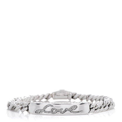 David Yurman Sterling Silver Diamond 7mm Petite Pave Curb Link Love ID Bracelet 1 of 4