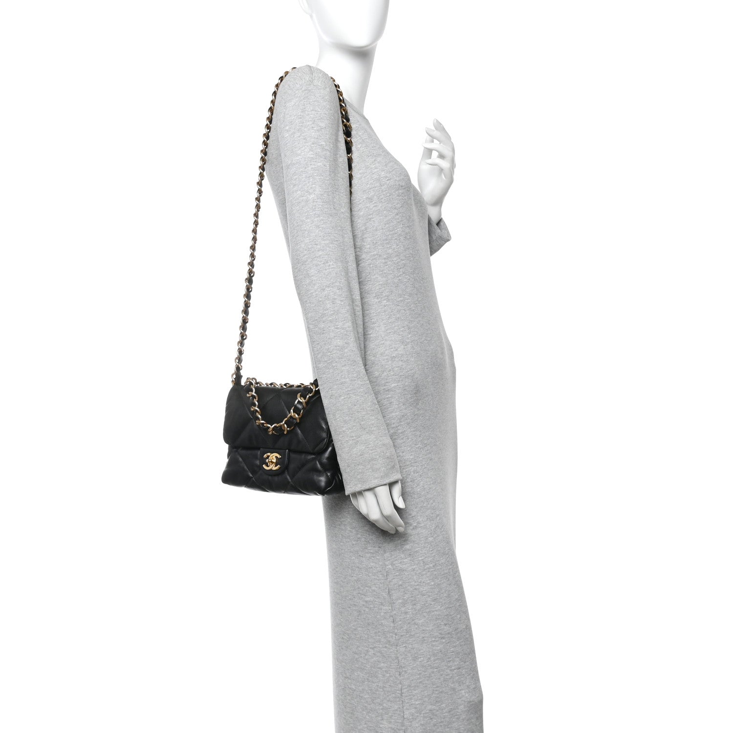 Chanel Lambskin Quilted Small Chain Top Handle Flap Black 3 of 11