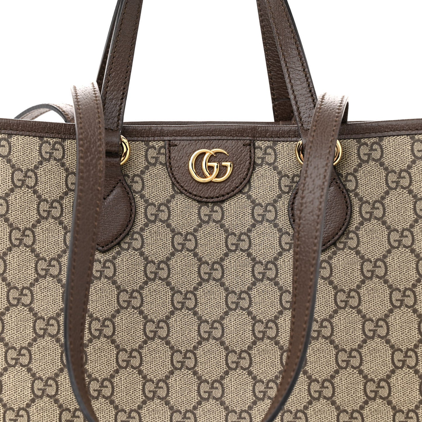 GG Supreme Monogram Textured Calfskin Small Ophidia Shoulder Tote Bag Beige Ebony New Acero