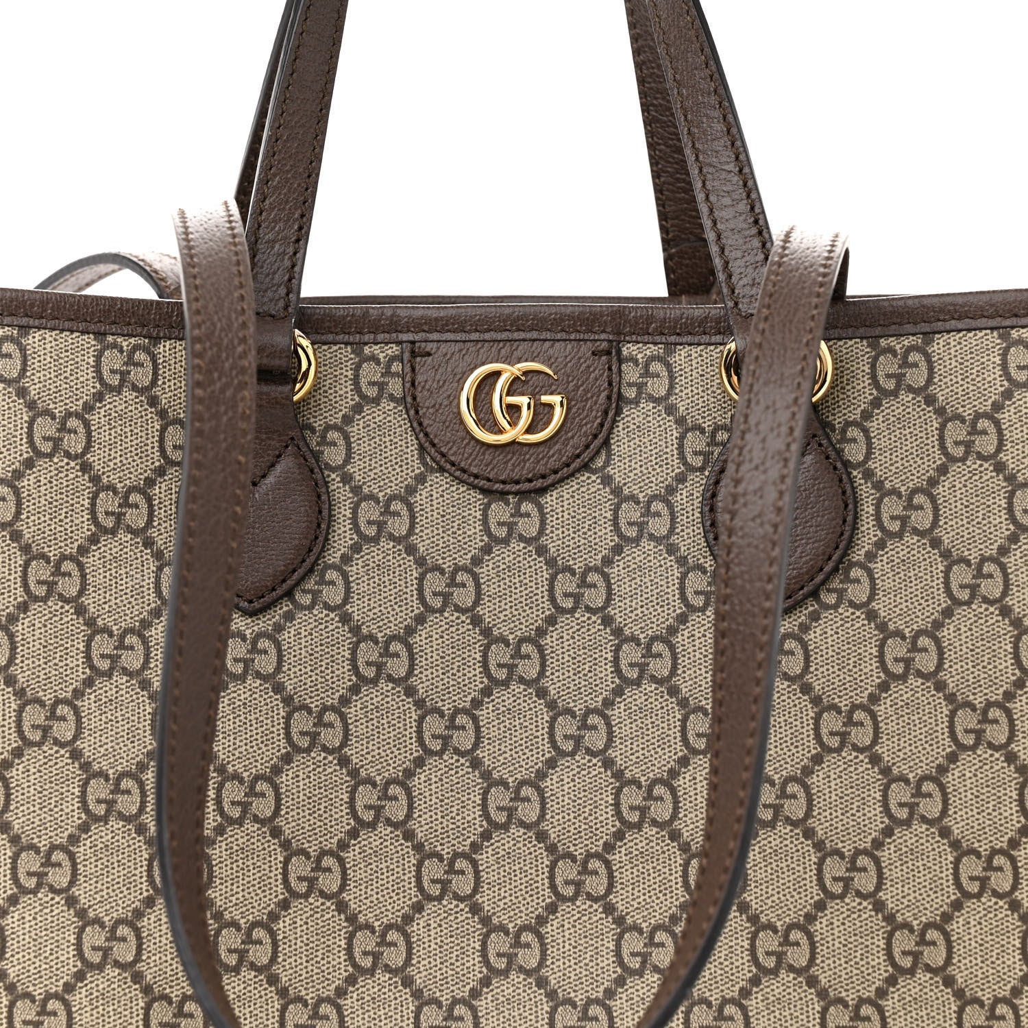 Gucci GG Supreme Monogram Textured Calfskin Small Ophidia Shoulder Tote Bag Beige Ebony New Acero 8 of 12