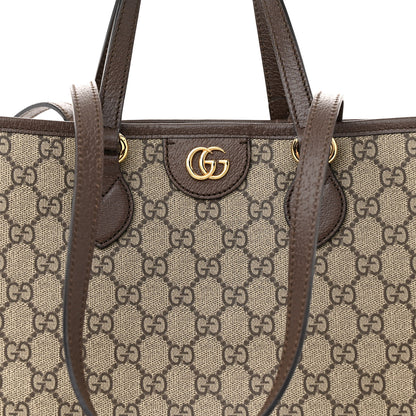 Gucci GG Supreme Monogram Textured Calfskin Small Ophidia Shoulder Tote Bag Beige Ebony New Acero 8 of 12