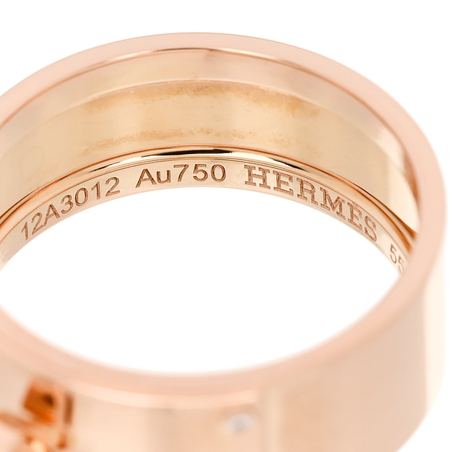 Hermes 18K Rose Gold Diamond GM Kelly Ring 55 7.25 4 of 6