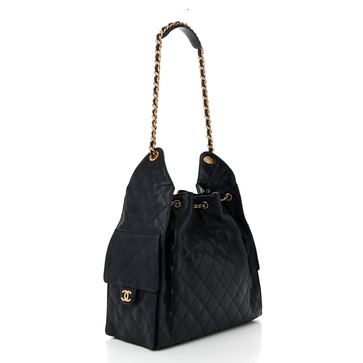Caviar Quilted Medium Chanel 25 Handbag Dark Navy
