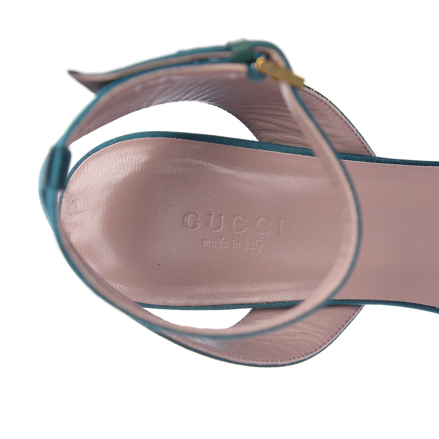 Gucci Satin Liliane Horsebit Platform Wedge Sandals 39 Turchese 8 of 10