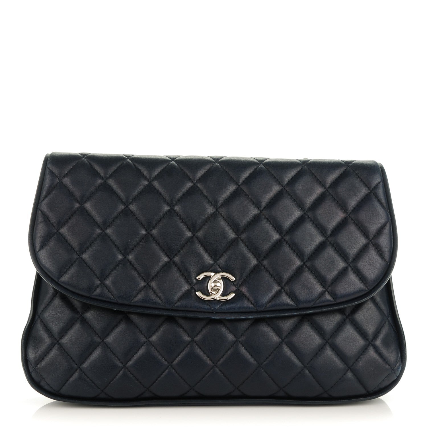 Chanel Lambskin Quilted Large Pagode Piping Flap Dark Navy Blue 1 of 7