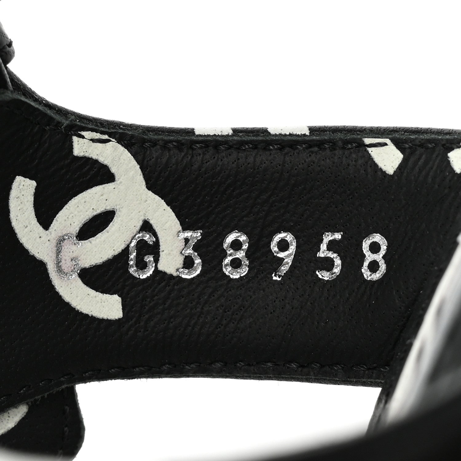 Chanel Printed Lambskin CC Platform Sandals 39 Black White 9 of 13