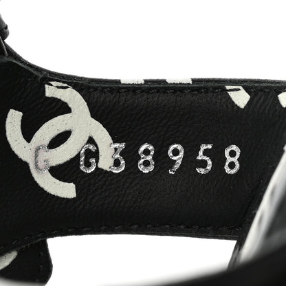 Chanel Printed Lambskin CC Platform Sandals 39 Black White 9 of 13
