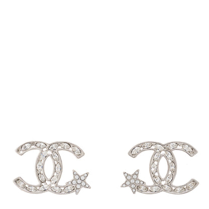 Chanel Crystal CC Starfall Earrings Silver 1 of 5