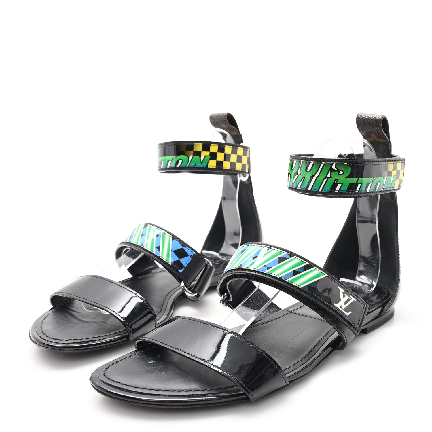 Louis Vuitton Patent Deep Sea Sandals 38 Black 4 of 10