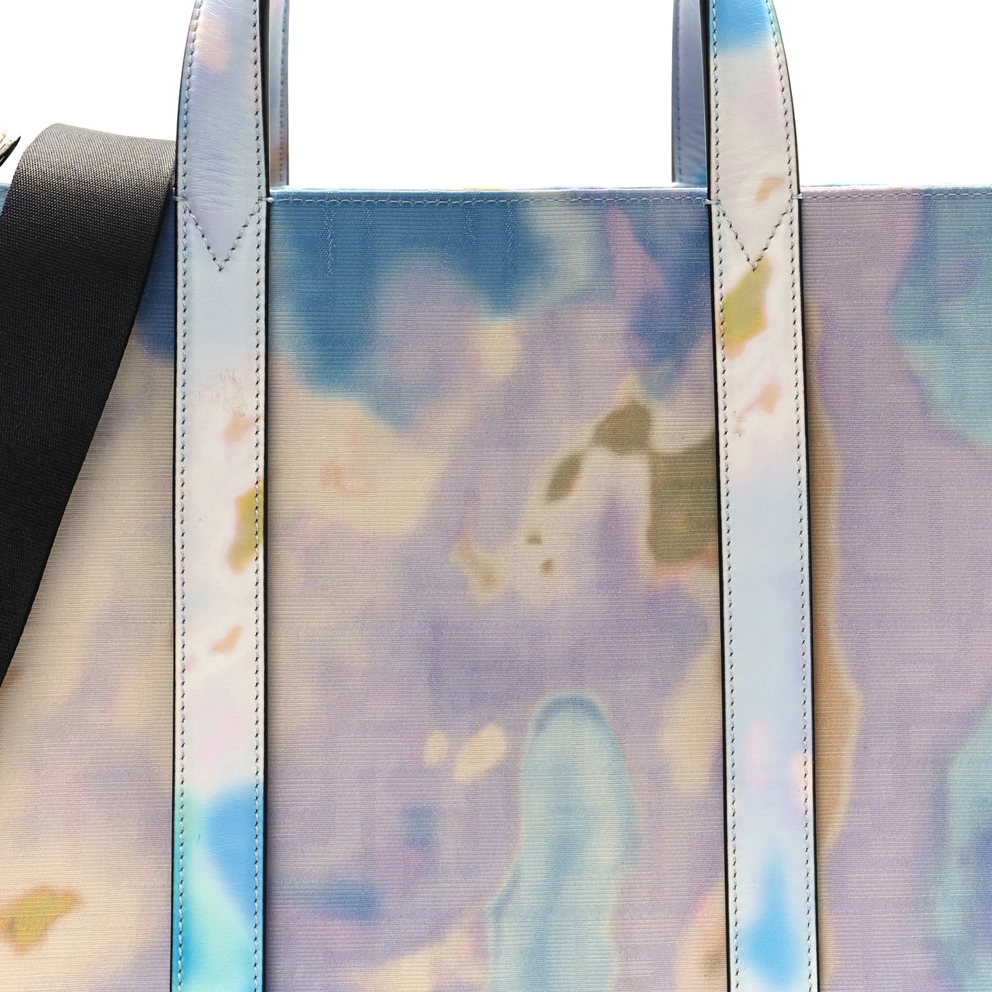 Fabric Jacquard FF Tie Dye Sunset Large Shopping Tote  Light Blue Black