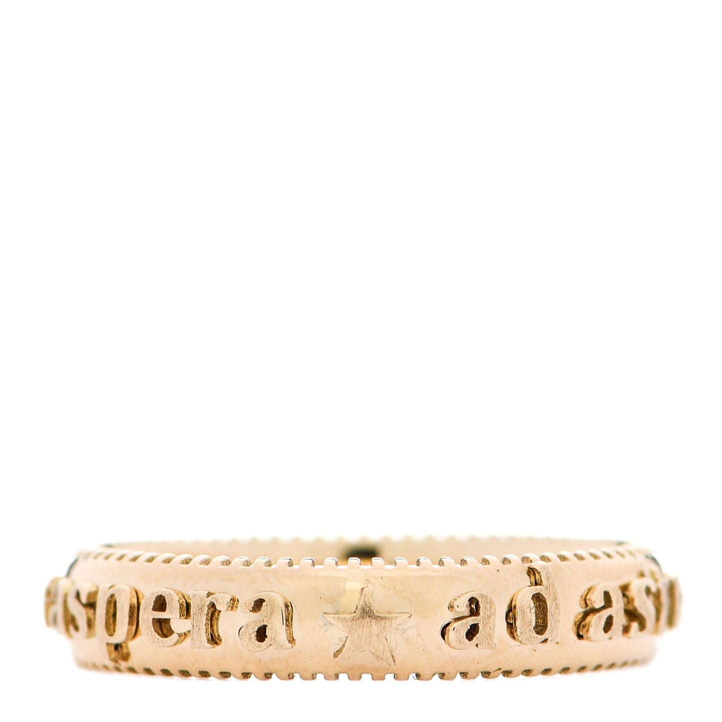18K Yellow Gold Per Aspera Ad Astra Coin Edge Ring 54 6.75