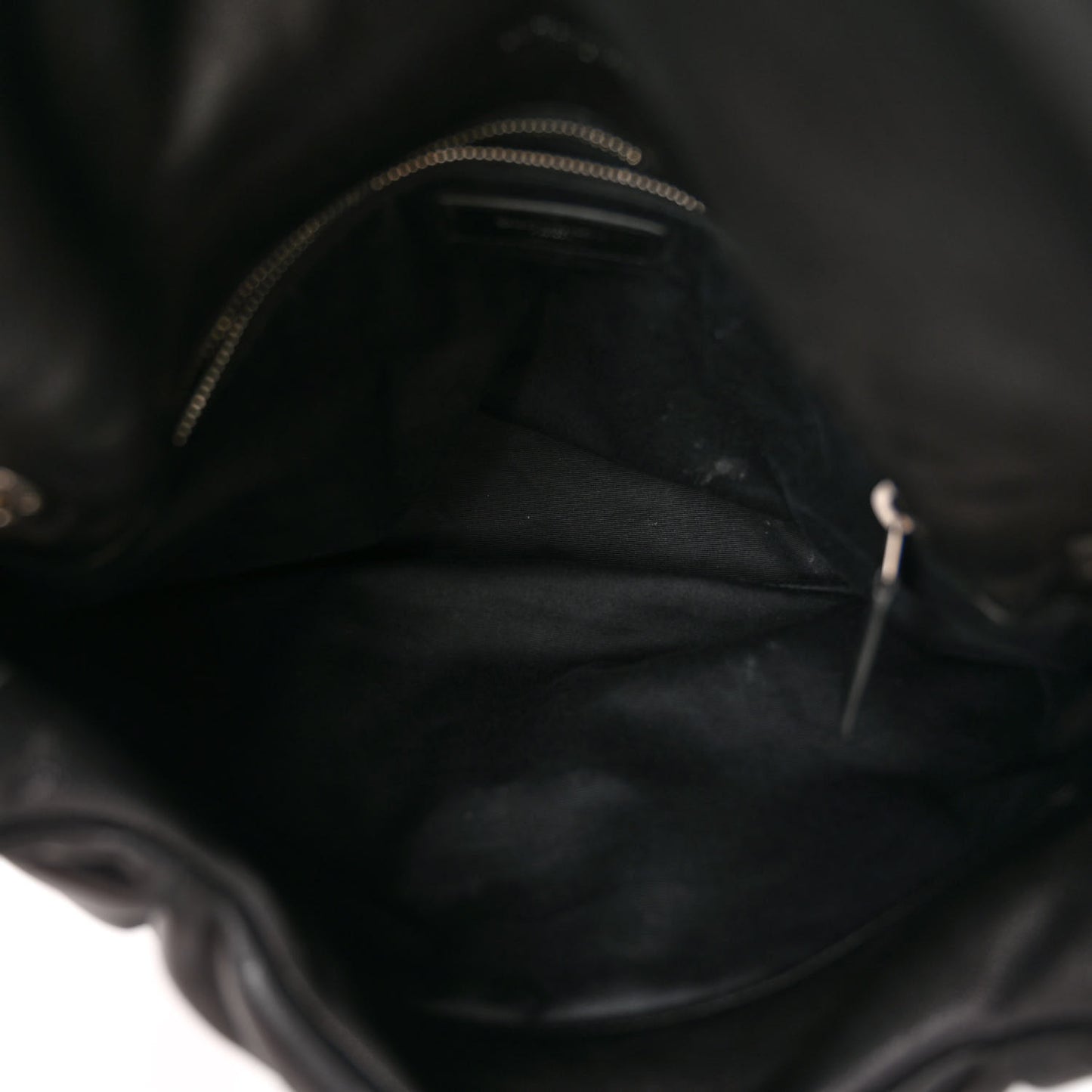 Lambskin Quilted Medium Loulou Puffer Monogram Chain Satchel Black