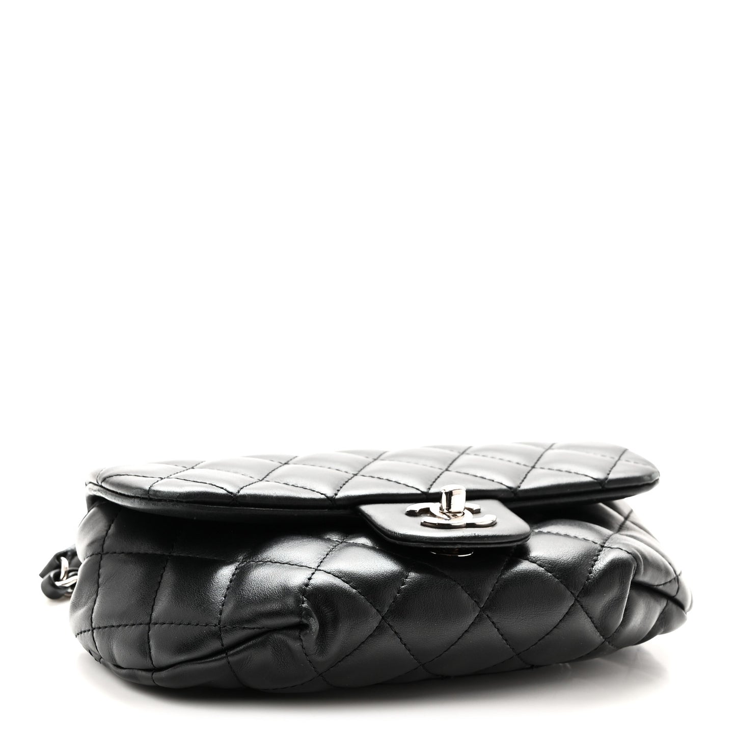Calfskin Quilted CC Uniform Flap Belt Bag Black