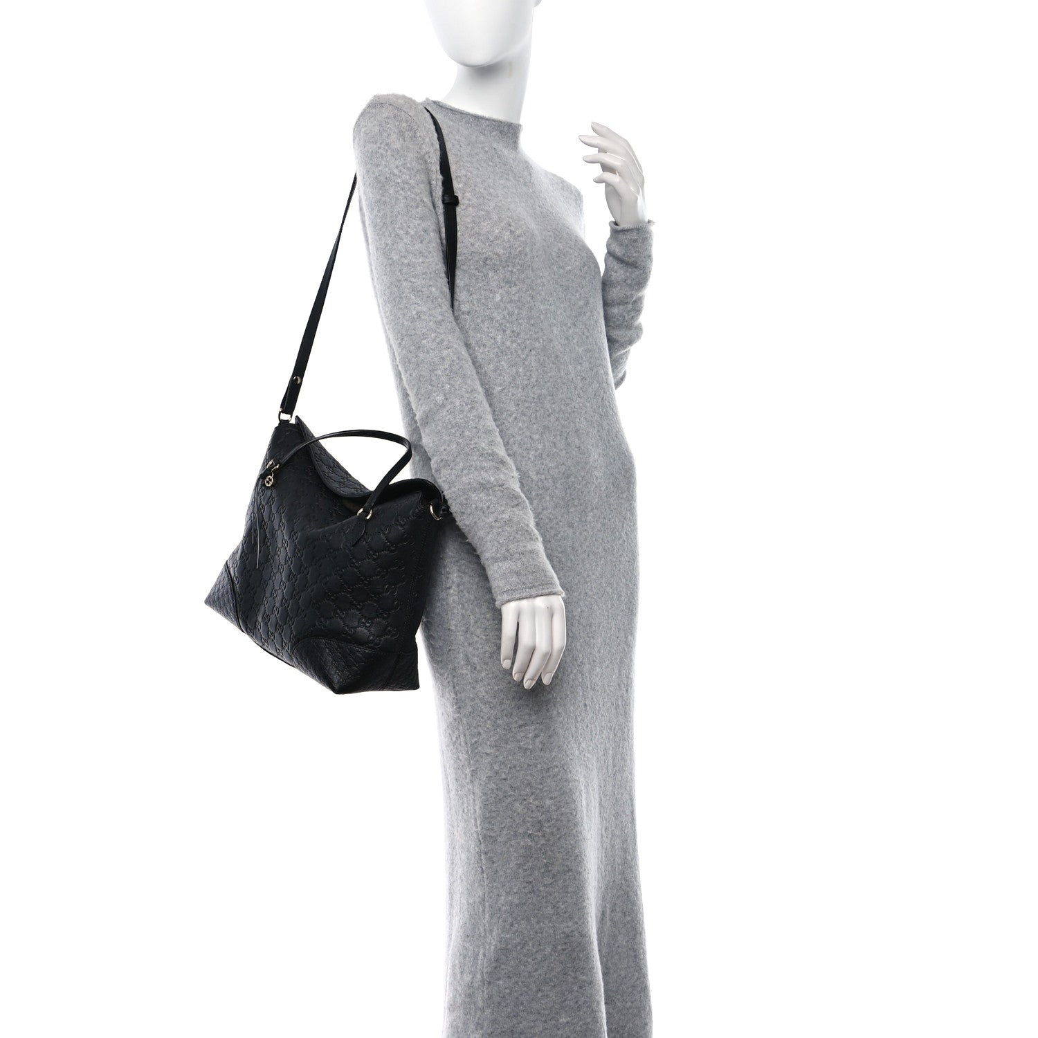 Gucci Guccissima Medium Bree Foldover Tote Black 2 of 9