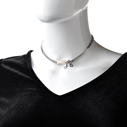Christian Dior Enamel Bow Short Necklace Silver Pink 2 of 4