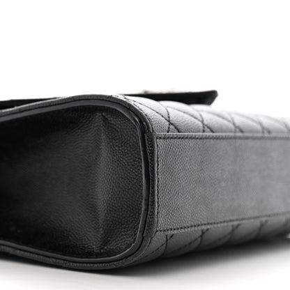 Saint Laurent Grain De Poudre Textured Mixed Matelasse Triquilt Medium Monogram Satchel Black 9 of 14