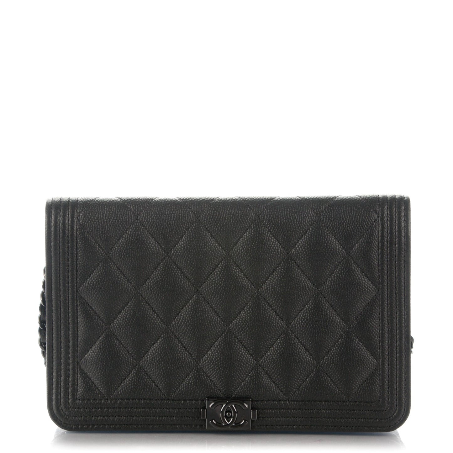 Caviar Quilted Boy Wallet On Chain WOC So Black