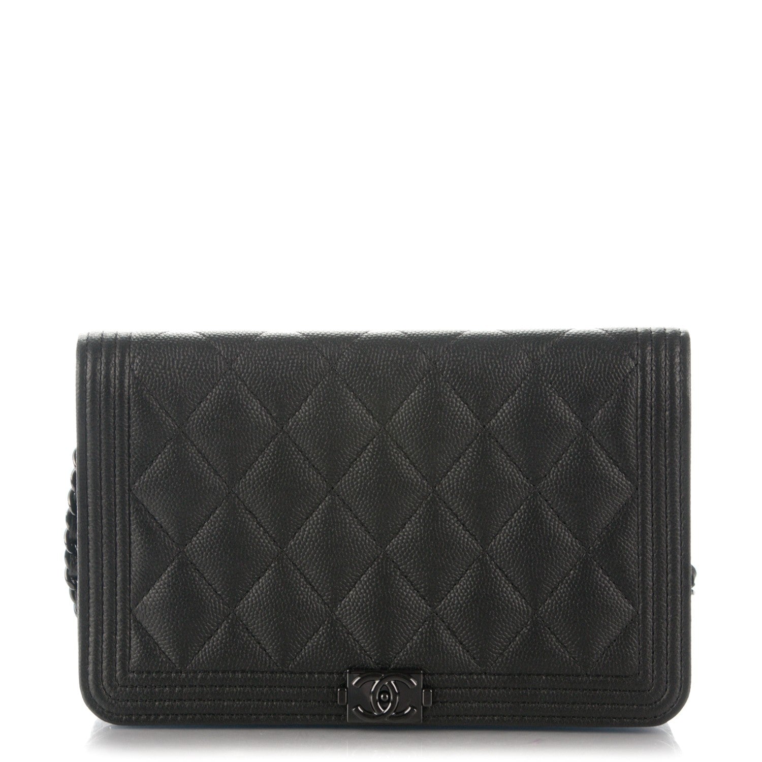 Chanel Caviar Quilted Boy Wallet On Chain WOC So Black 1 of 8