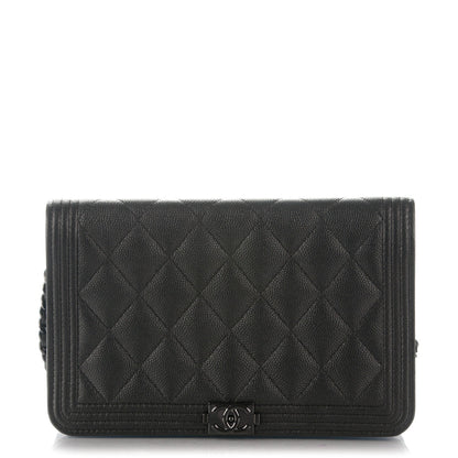 Chanel Caviar Quilted Boy Wallet On Chain WOC So Black 1 of 8