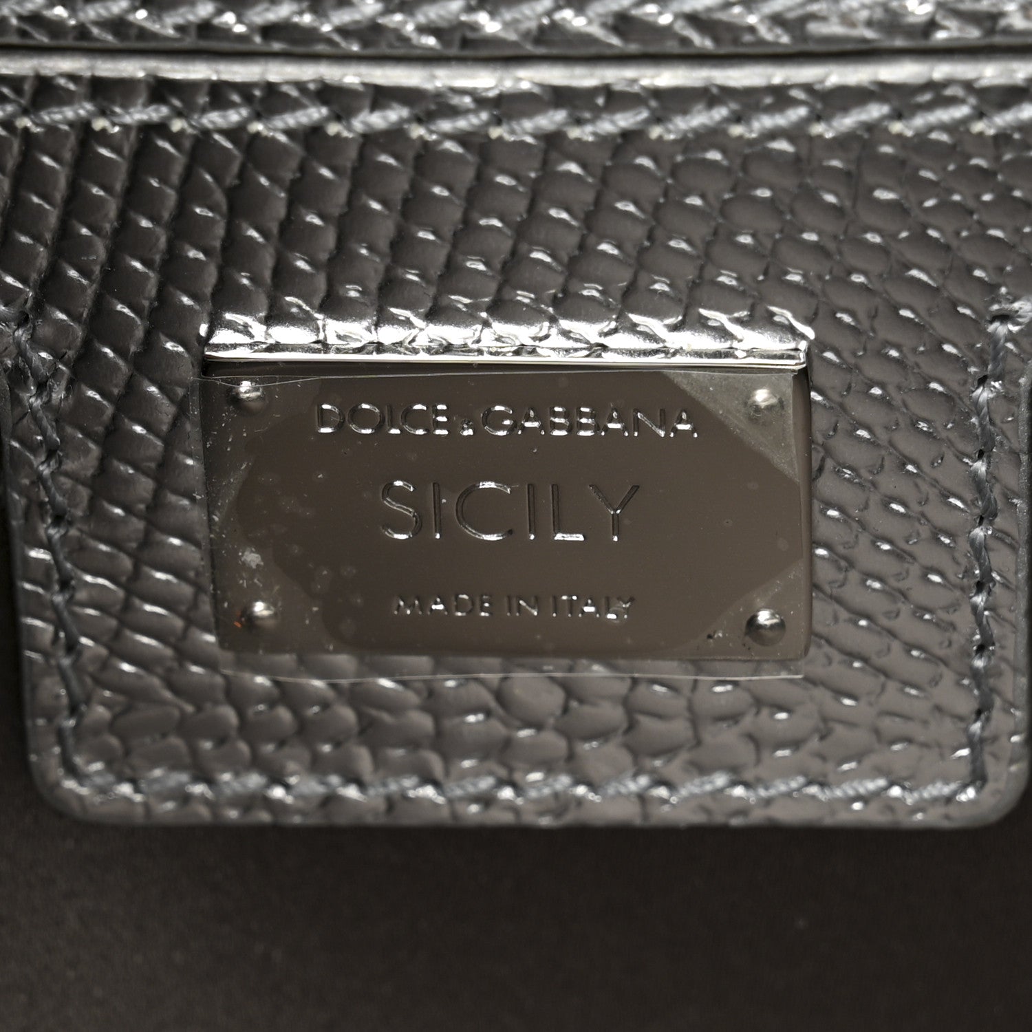 Dolce & Gabbana Brocade Fabric Lizard Calfskin Embossed Small Miss Sicily Satchel Silver 11 of 19