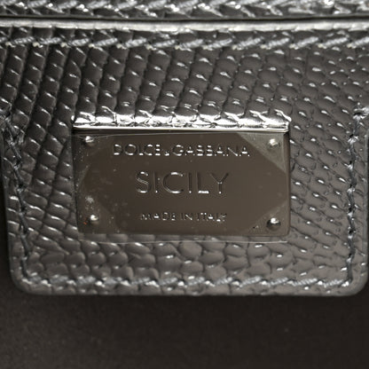 Dolce & Gabbana Brocade Fabric Lizard Calfskin Embossed Small Miss Sicily Satchel Silver 11 of 19