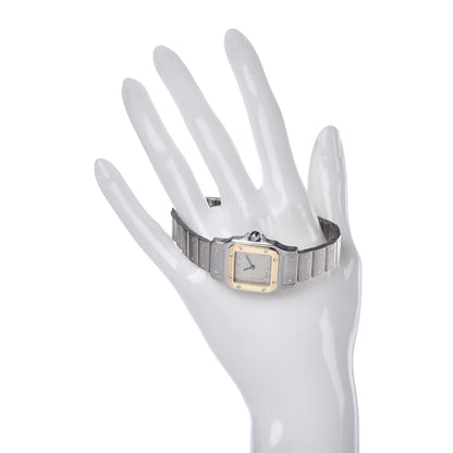 Cartier Stainless Steel 18K Yellow Gold 24mm Santos De Cartier Galbee Quartz Watch Silver 2 of 6