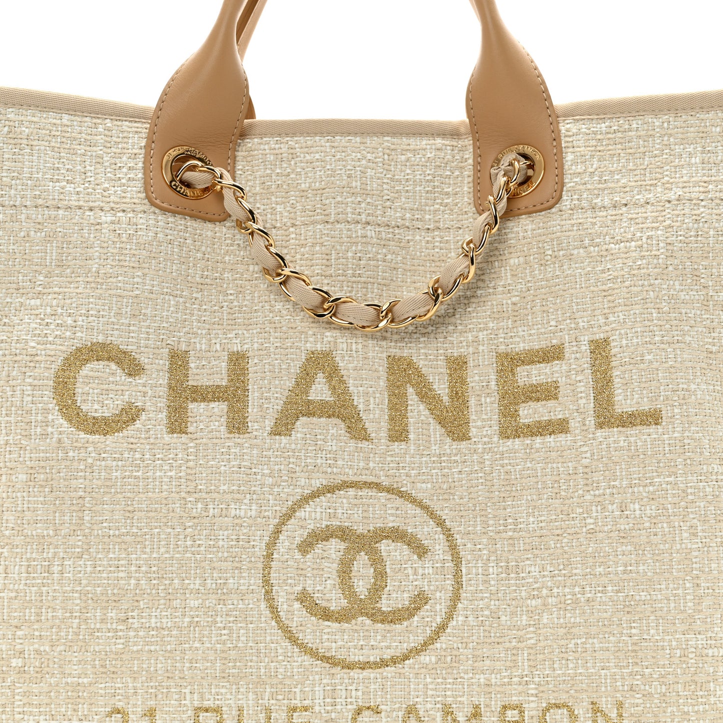 Canvas Large Deauville Tote Light Beige