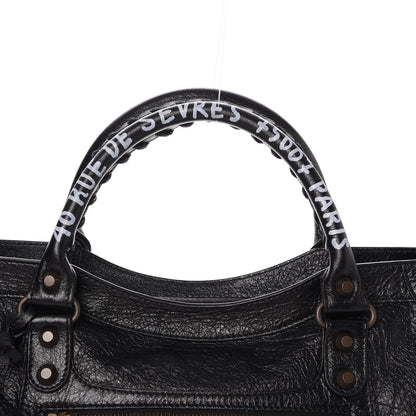 Balenciaga Agneau Arena Graffiti Short Strap Classic Hardware City Black White 9 of 10