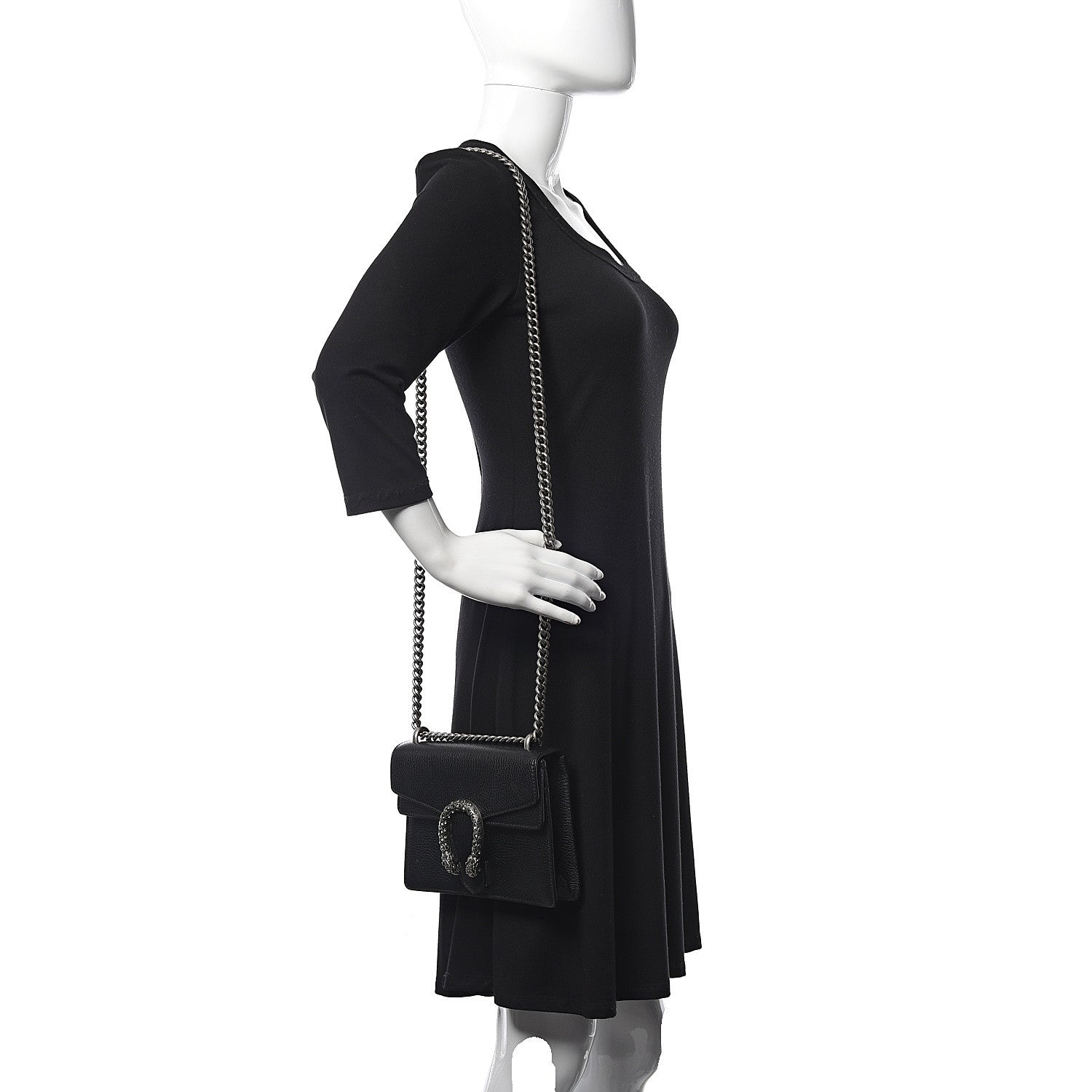 Gucci Calfskin Mini Dionysus Shoulder Bag Black 2 of 13