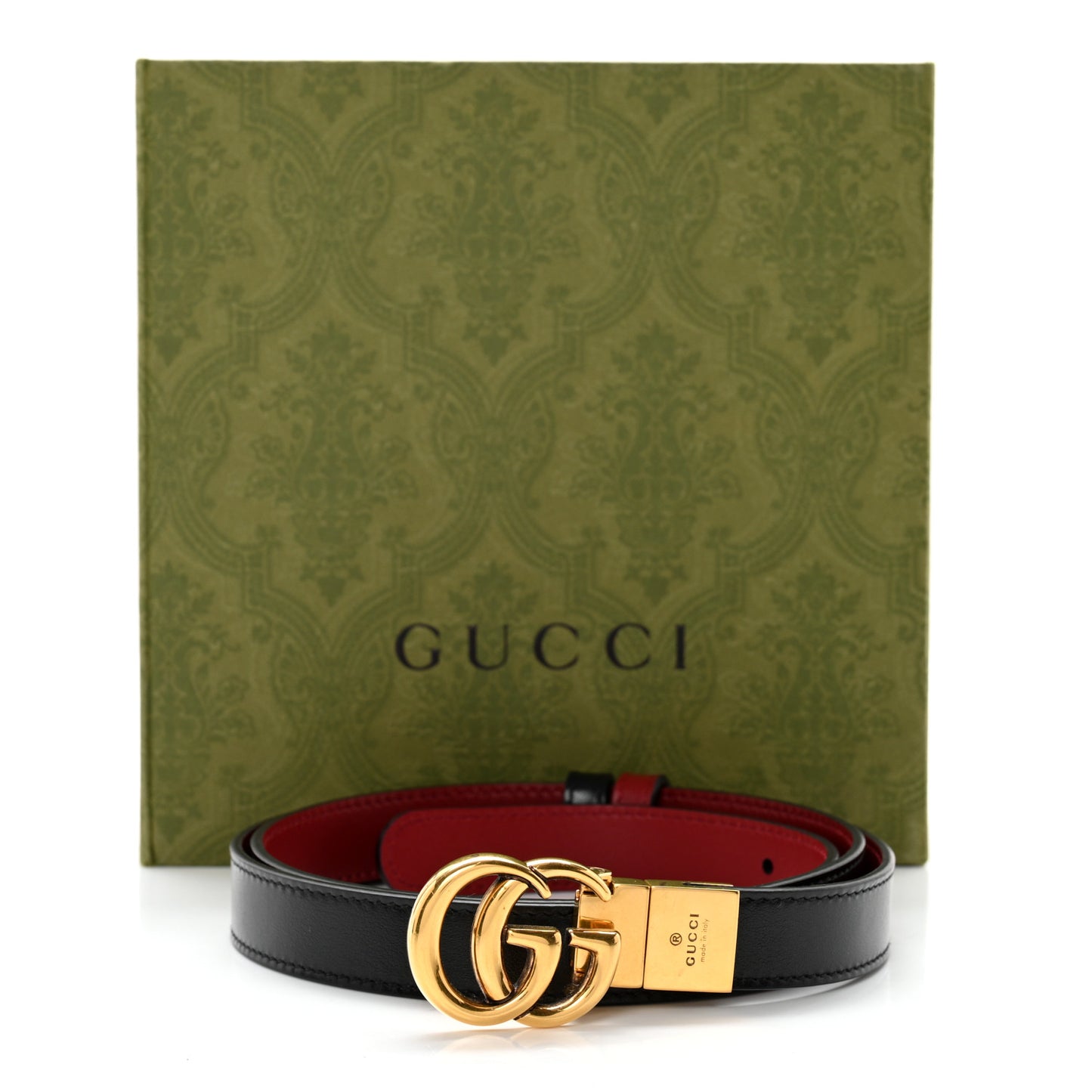 Plutone Calfskin Double G Reversible 20mm Belt 95 38 Black Red