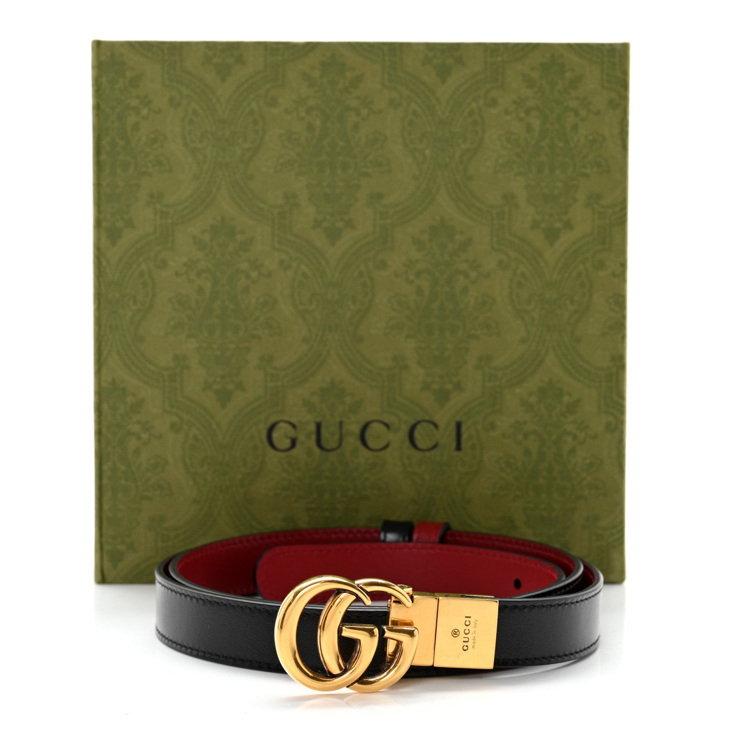 Gucci Plutone Calfskin Double G Reversible 20mm Belt 95 38 Black Red 11 of 11