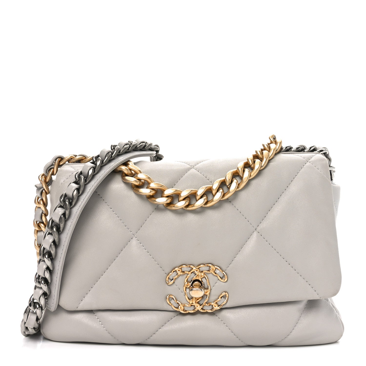 Chanel Lambskin Quilted Medium Chanel 19 Flap Grey 1 of 11